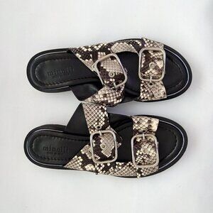 Minelli Leather Sandals Size 37 Animal Croc Italy Buckles